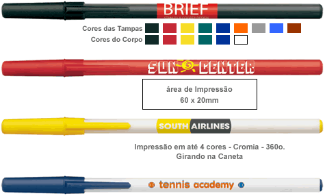 caneta Personalizada BIC Round Stic 16 cores de impressão